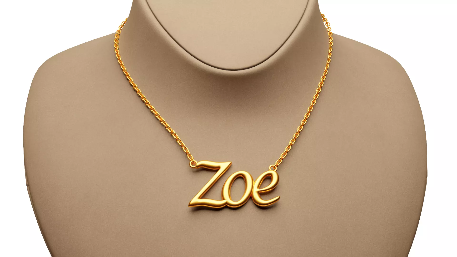 Zoe Name Golden Pendant 3D print model_0