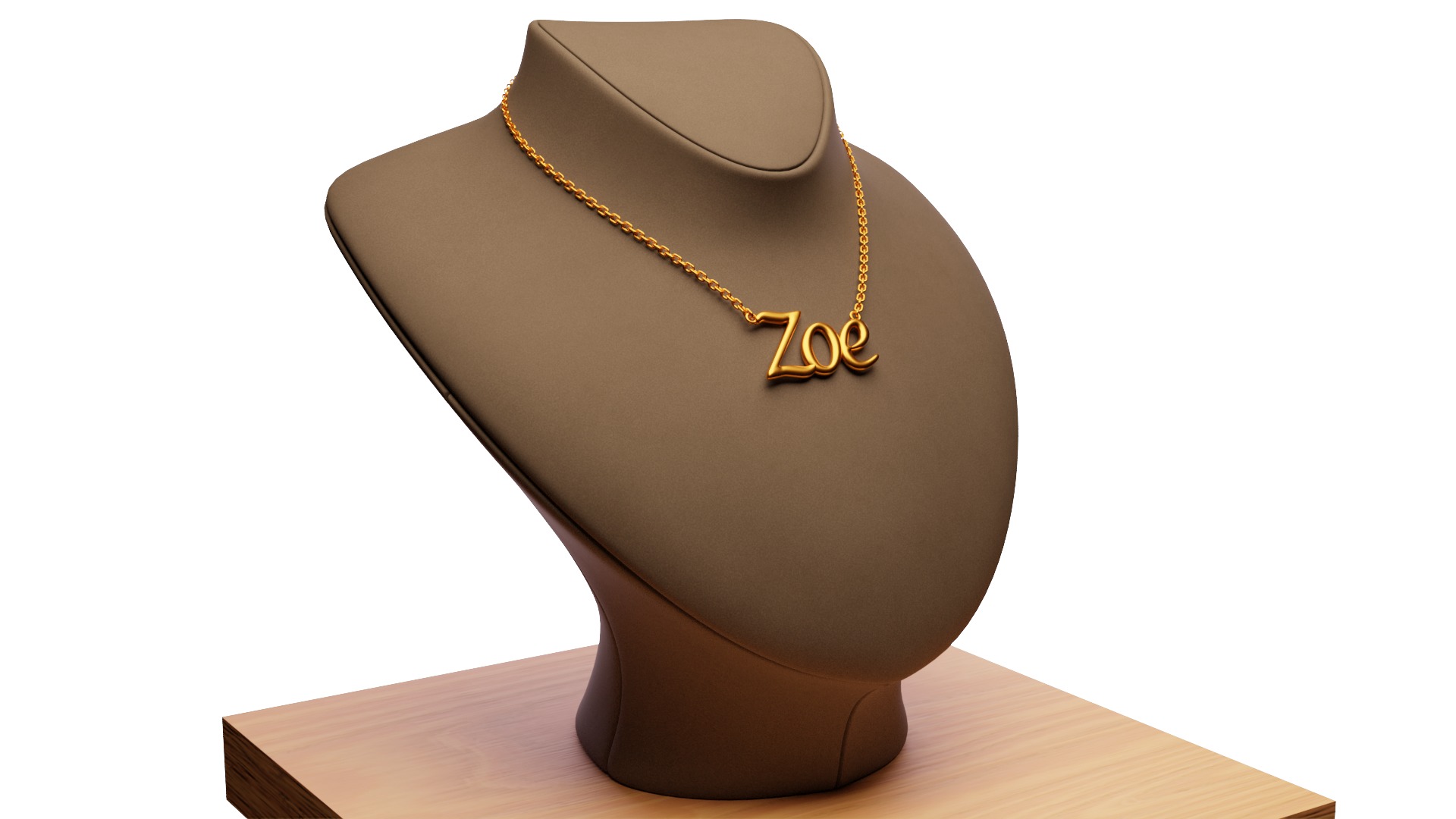Zoe Name Golden Pendant 3D print model_3