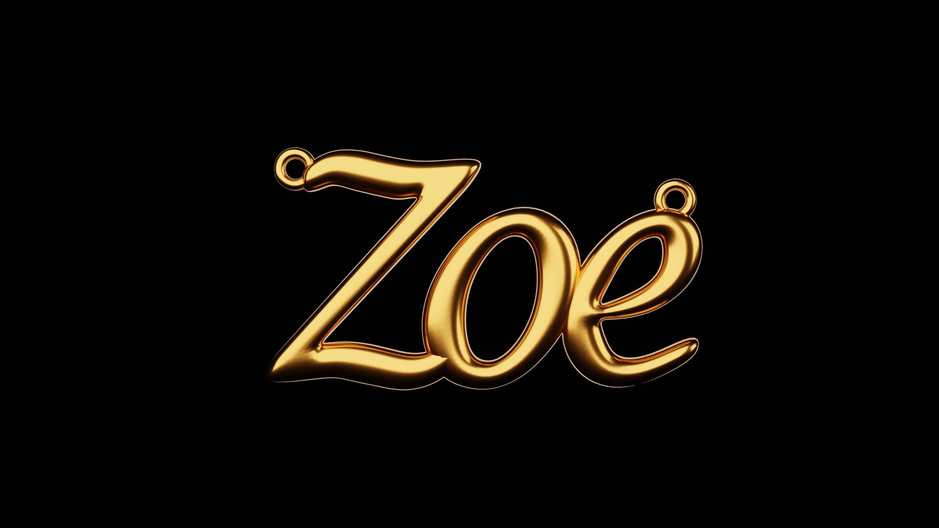 Zoe Name Golden Pendant 3D print model_4