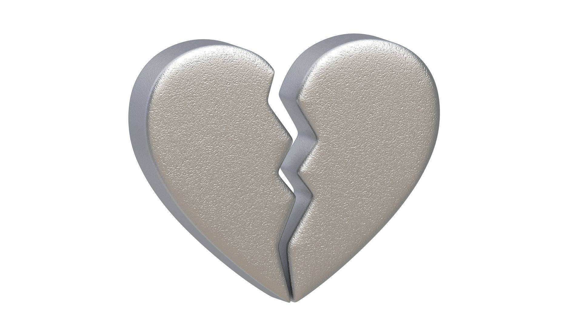 Broken Heart Emoji Silver 3D model_3