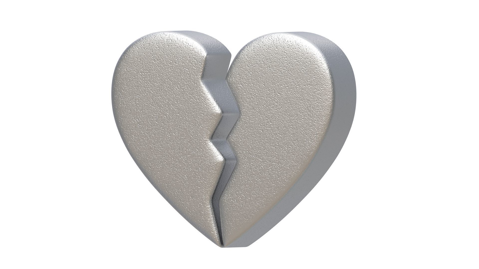Broken Heart Emoji Silver 3D model_4