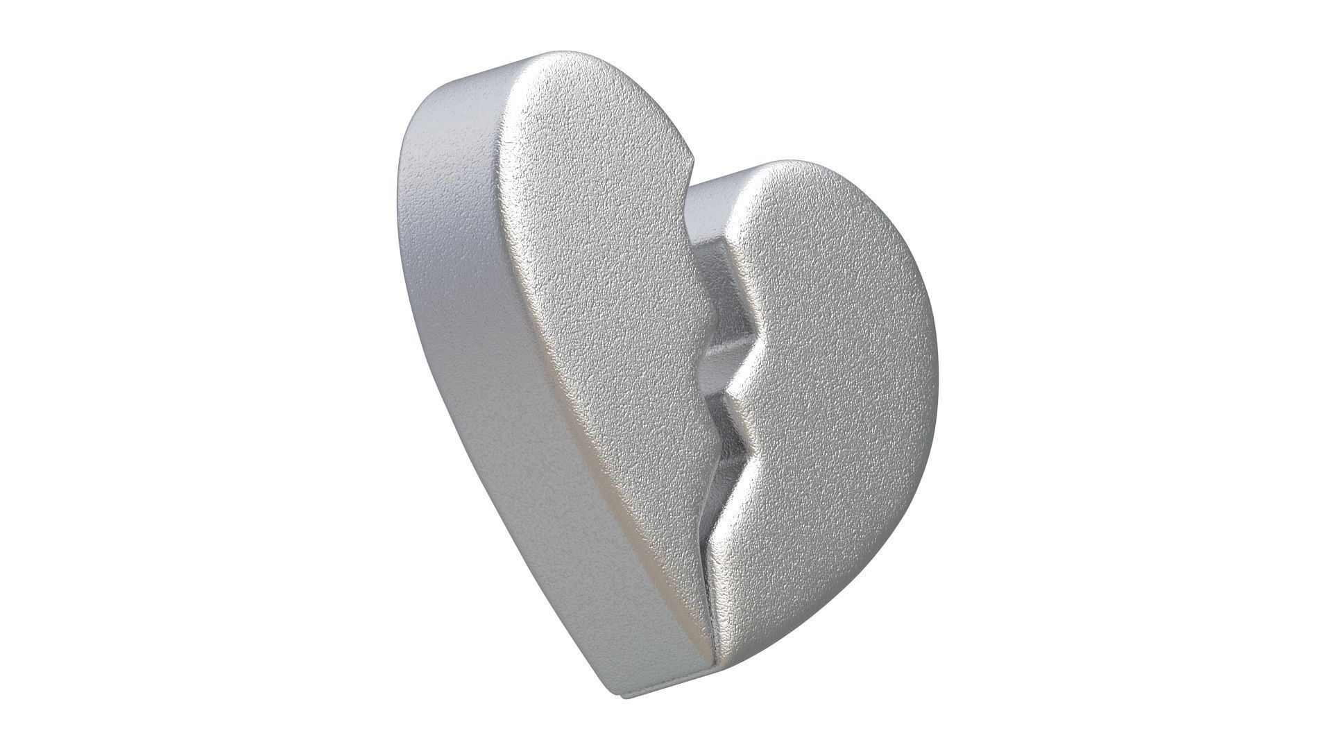 Broken Heart Emoji Silver 3D model_5