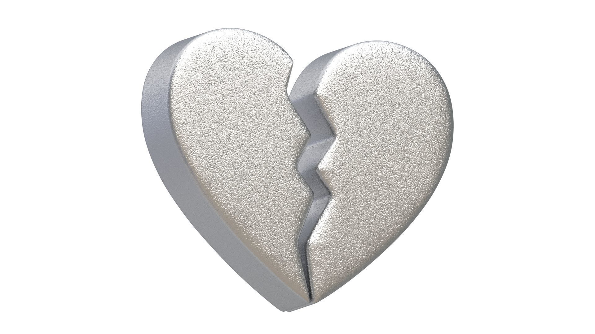 Broken Heart Emoji Silver 3D model_1
