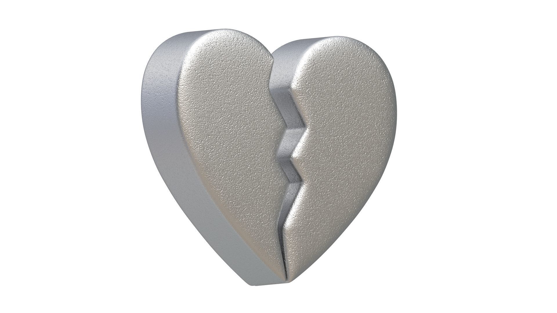 Broken Heart Emoji Silver 3D model_2