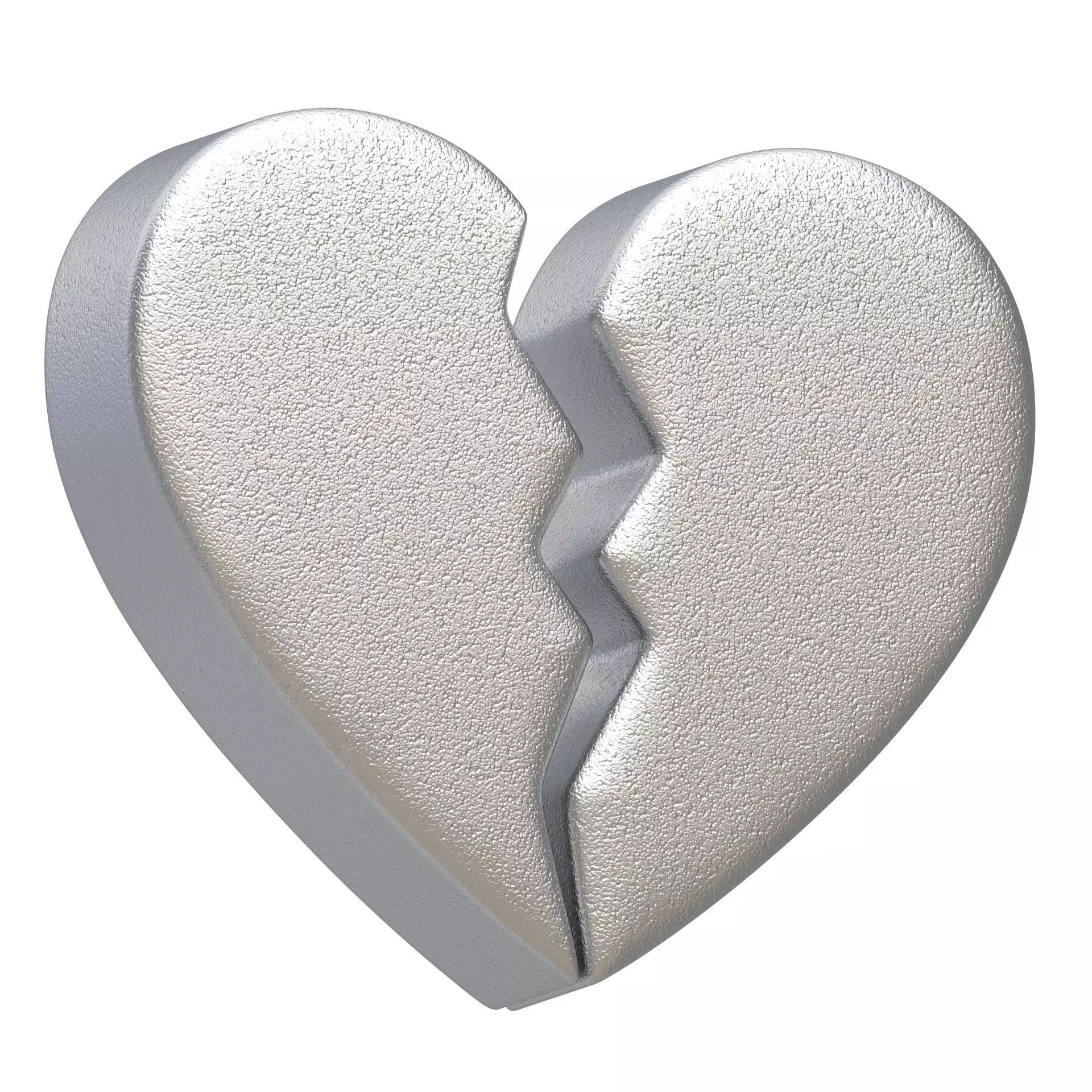 Broken Heart Emoji Silver 3D model_0