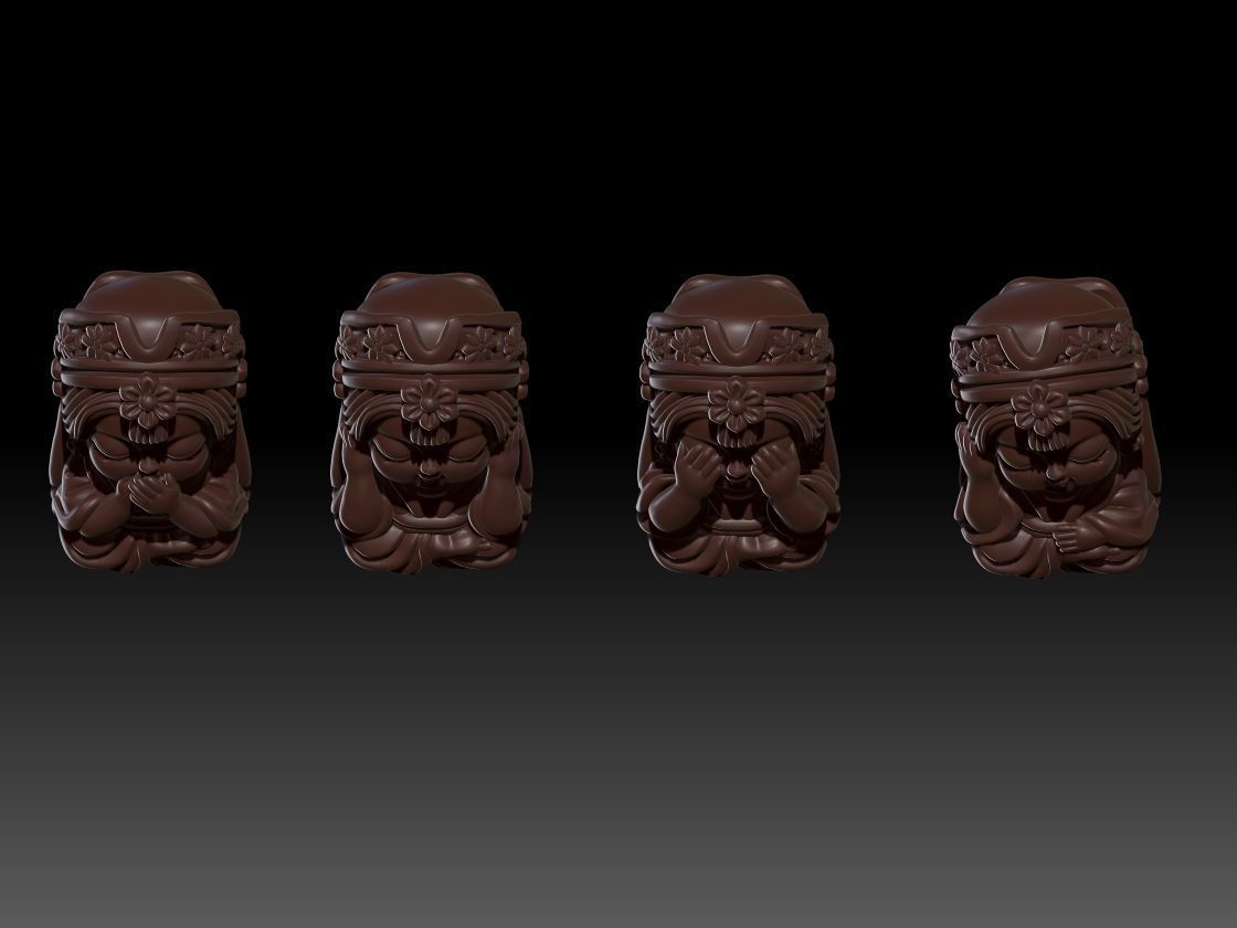 Set Chibi Chinese Buddha 3D print model_2