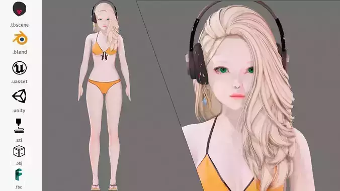 Bikini 0011 - UE5 - Unity - Blender - Animated