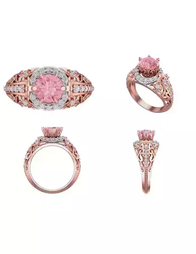 Fashion Ring filigree Morganite Peach