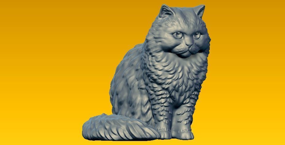 White-long-hair-cat model - 3D print 3D print model_2