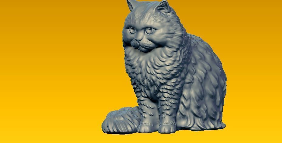 White-long-hair-cat model - 3D print 3D print model_1