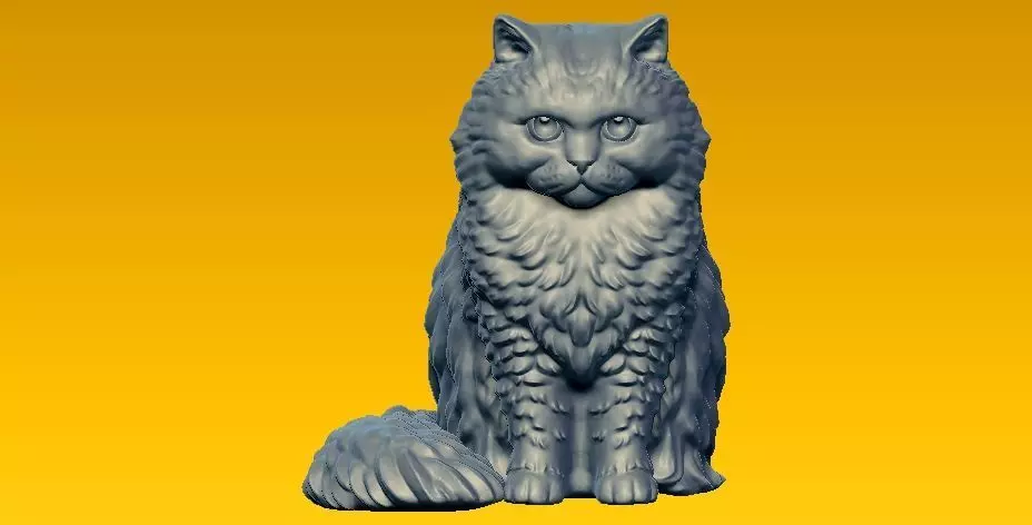 White-long-hair-cat model - 3D print 3D print model_0