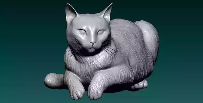 Lying cat - statue - 3D print