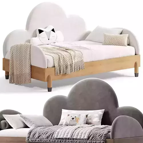 Contemporary with Detachable Guardrails Kids Bed by litfad 3D model