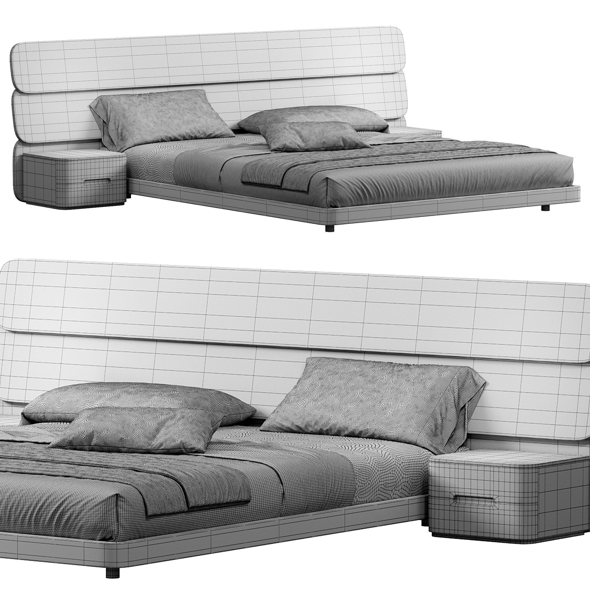 Double bed 3D model_5
