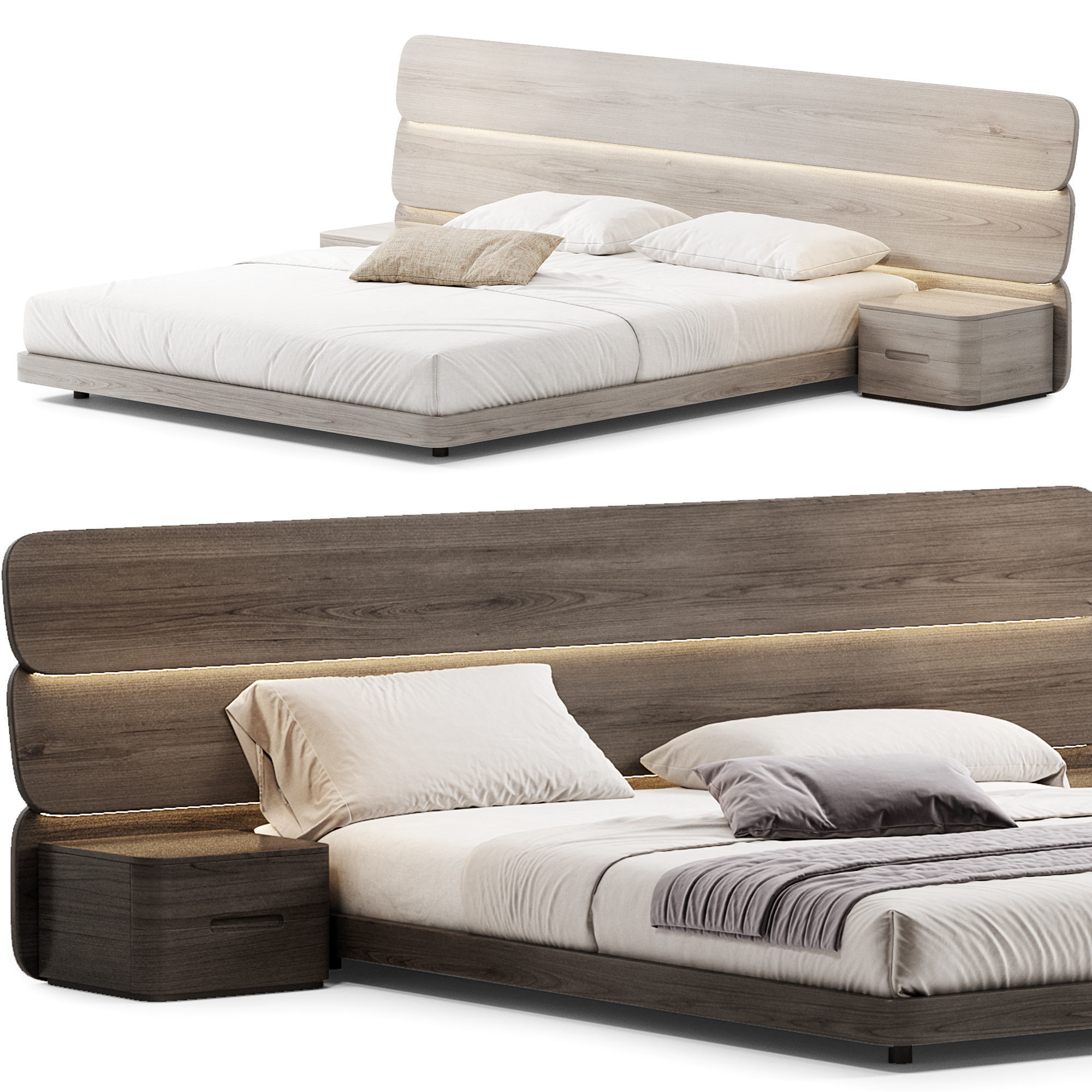 Double bed 3D model_9