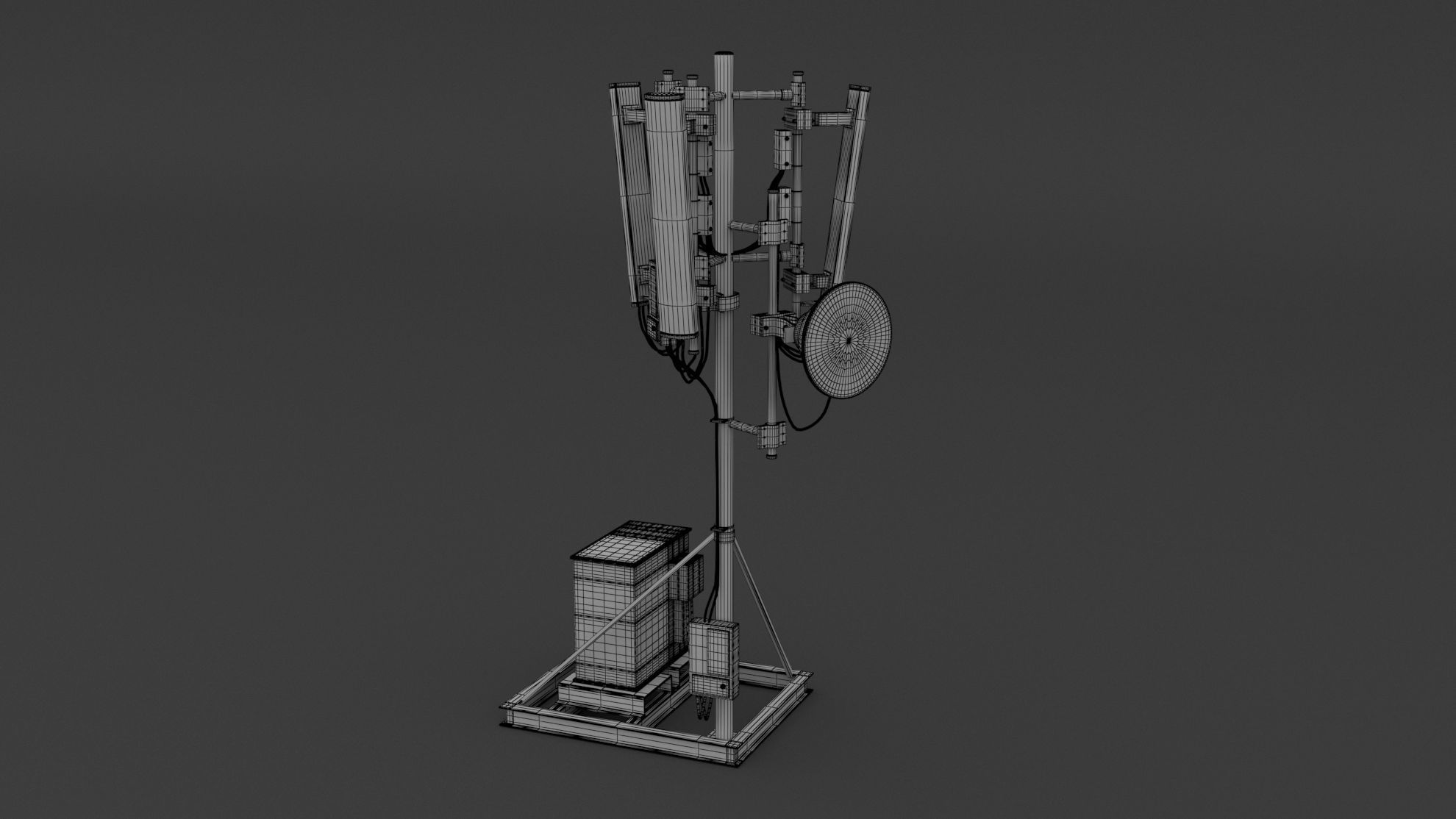 Roof Cell Phone Tower 3 3D model_6