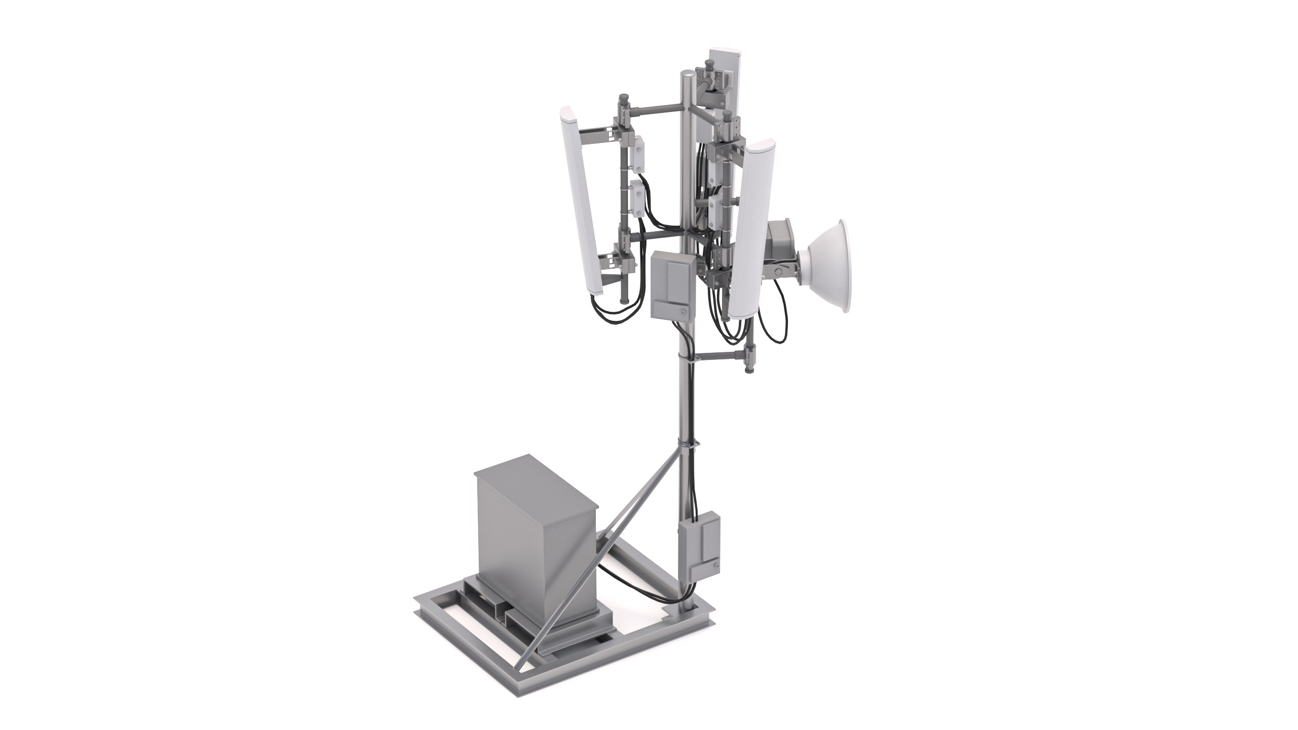 Roof Cell Phone Tower 3 3D model_2