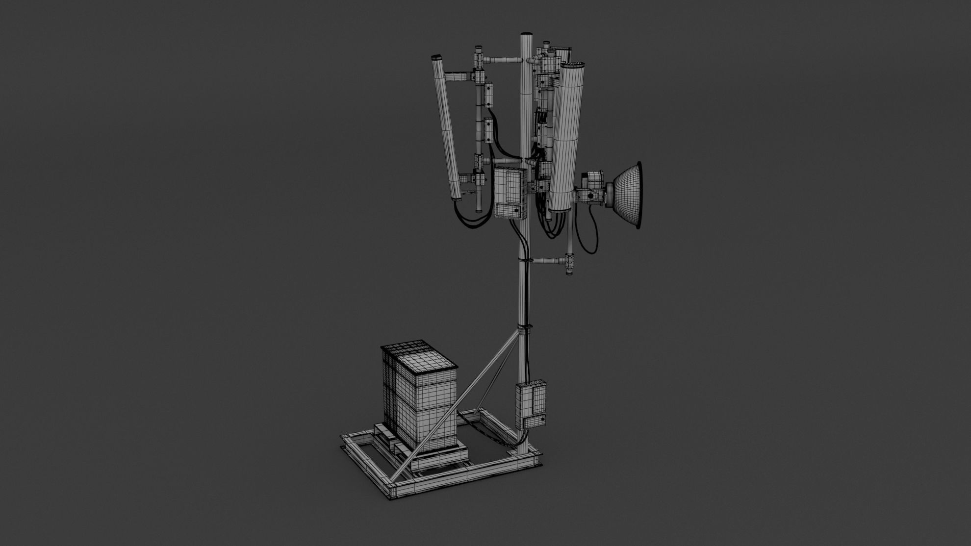 Roof Cell Phone Tower 3 3D model_5