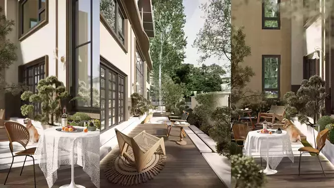 Modern villa outdoor recreation landscaped garden-cr