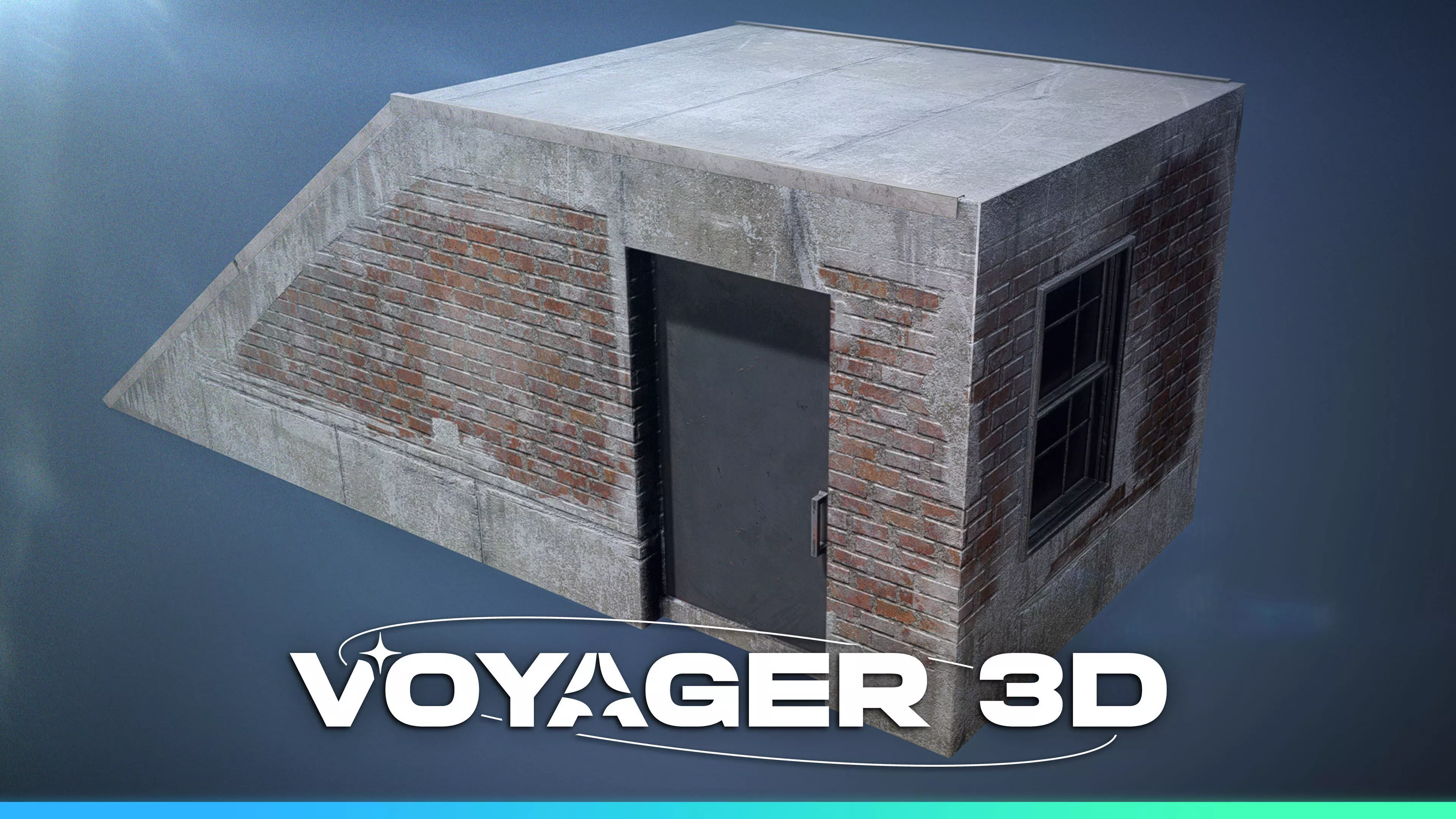 Rooftop Stairwell Exit Low-poly 3D model_0