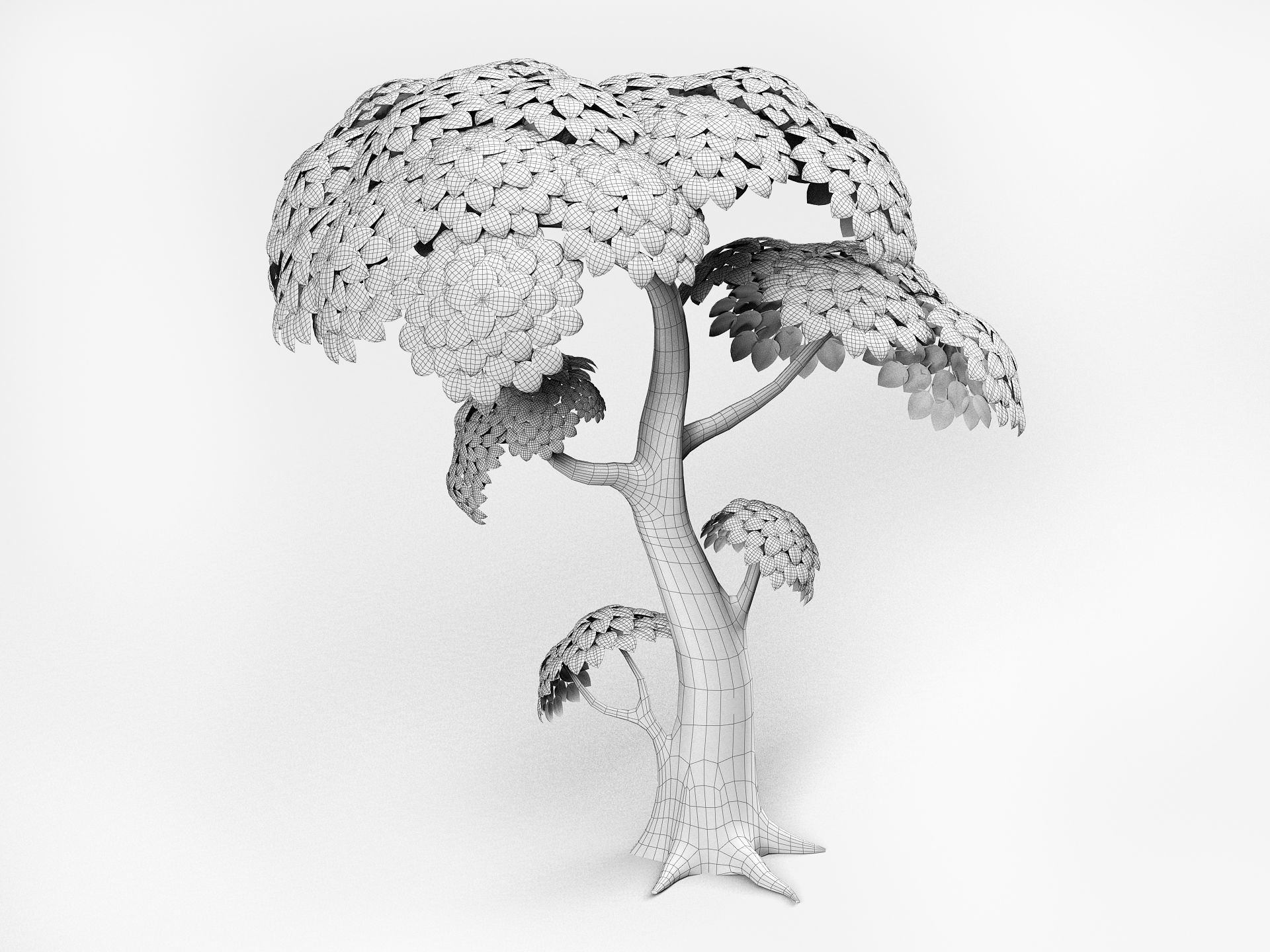 Cartoon Yellow Tree Low-poly 3D model_9