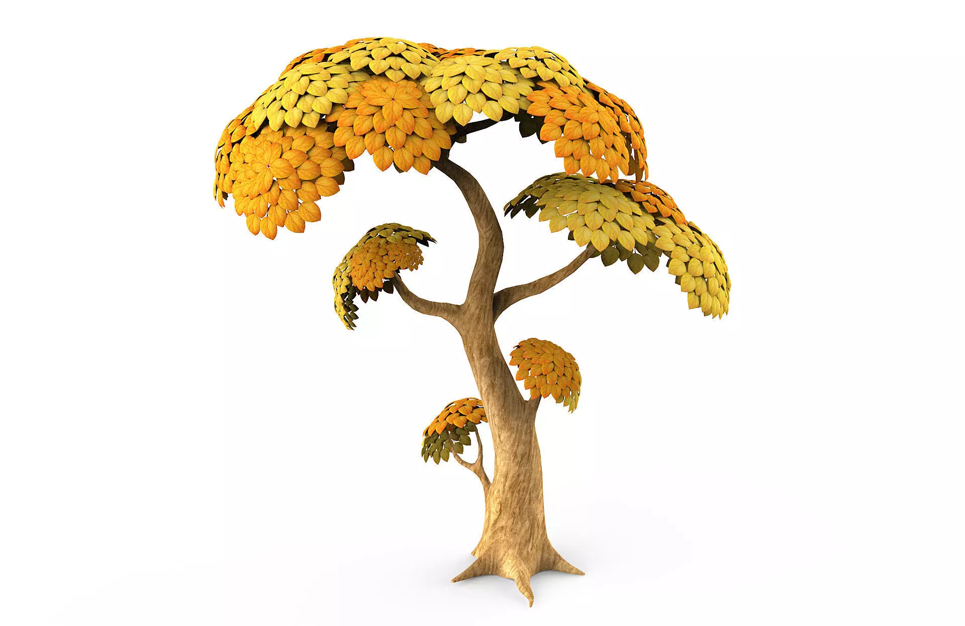 Cartoon Yellow Tree Low-poly 3D model_0