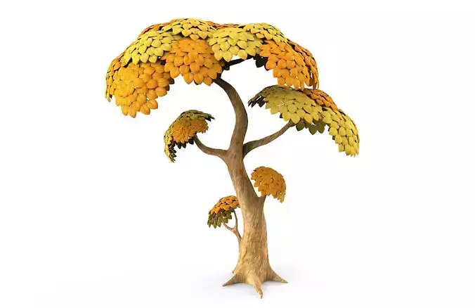 Cartoon Yellow Tree Low-poly 3D model
