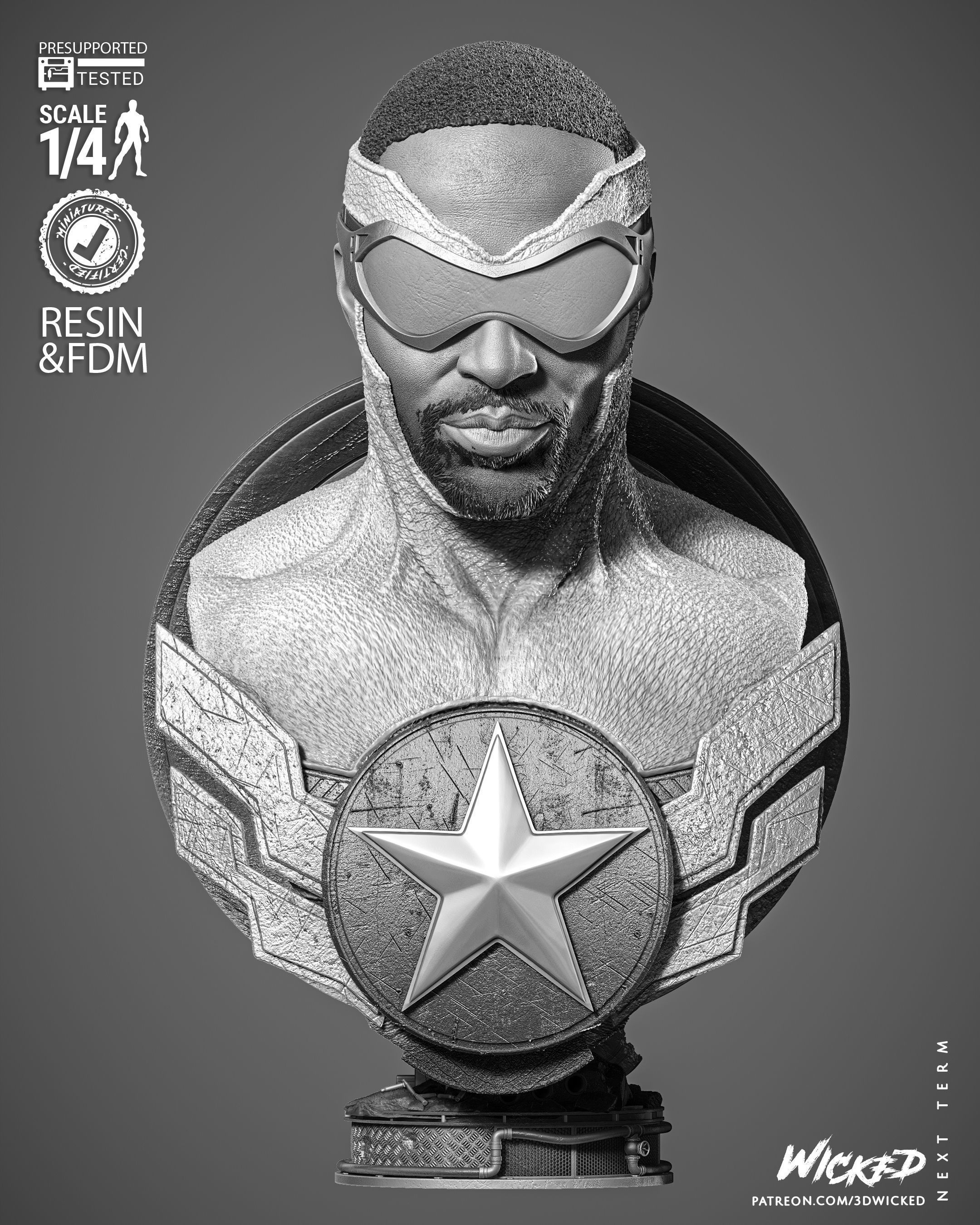 Wicked Marvel Falcon Portrait Bust  3D print model_12