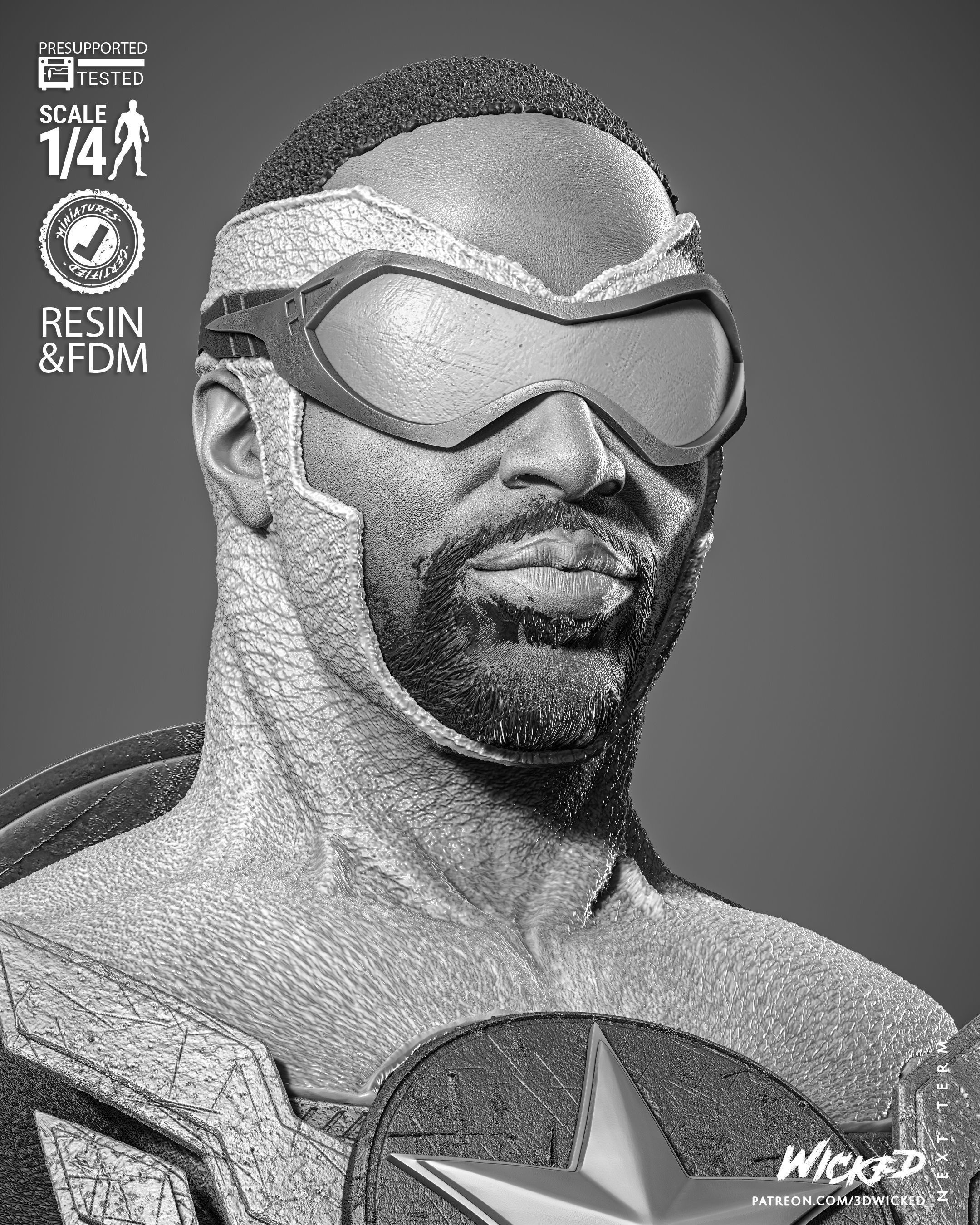 Wicked Marvel Falcon Portrait Bust  3D print model_36