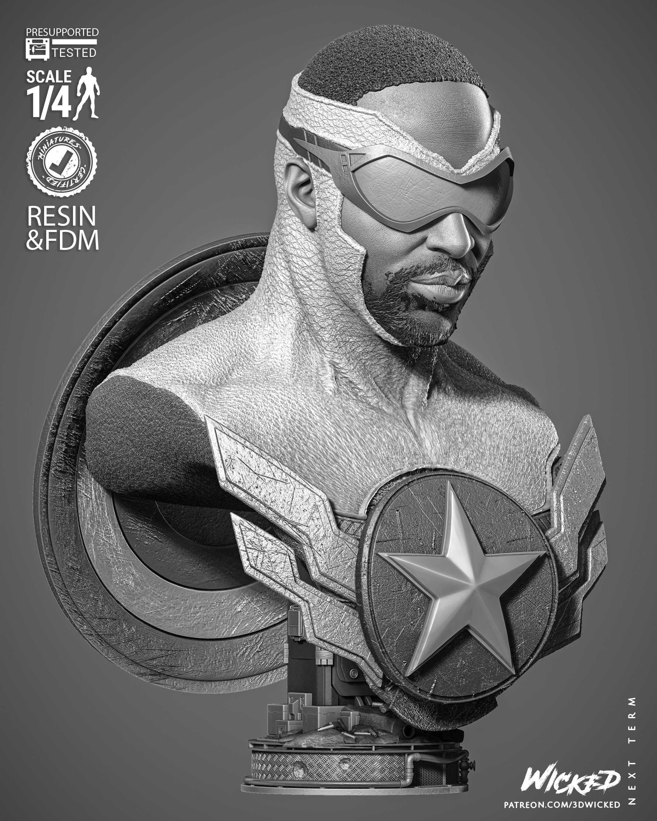 Wicked Marvel Falcon Portrait Bust  3D print model_30