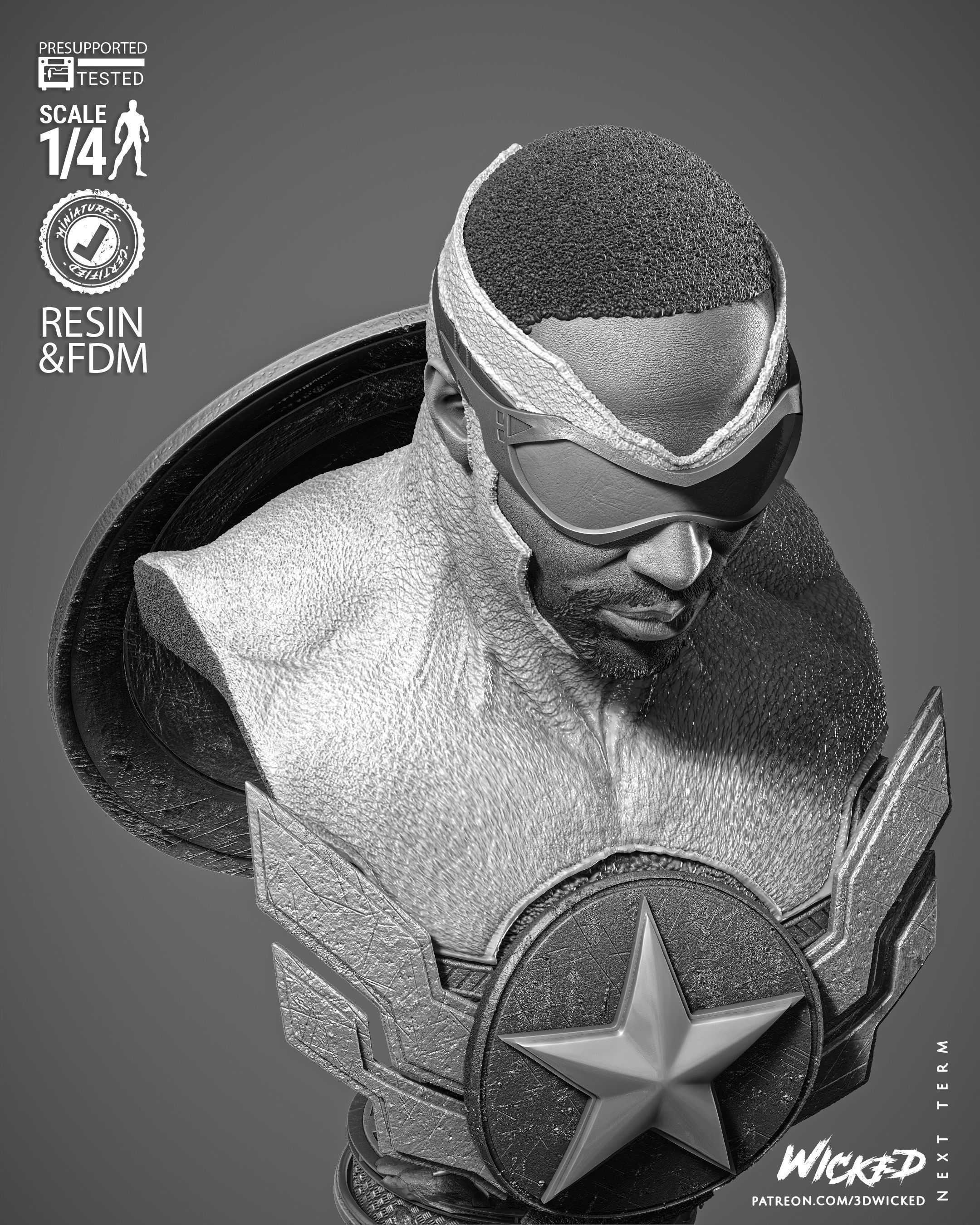 Wicked Marvel Falcon Portrait Bust  3D print model_25