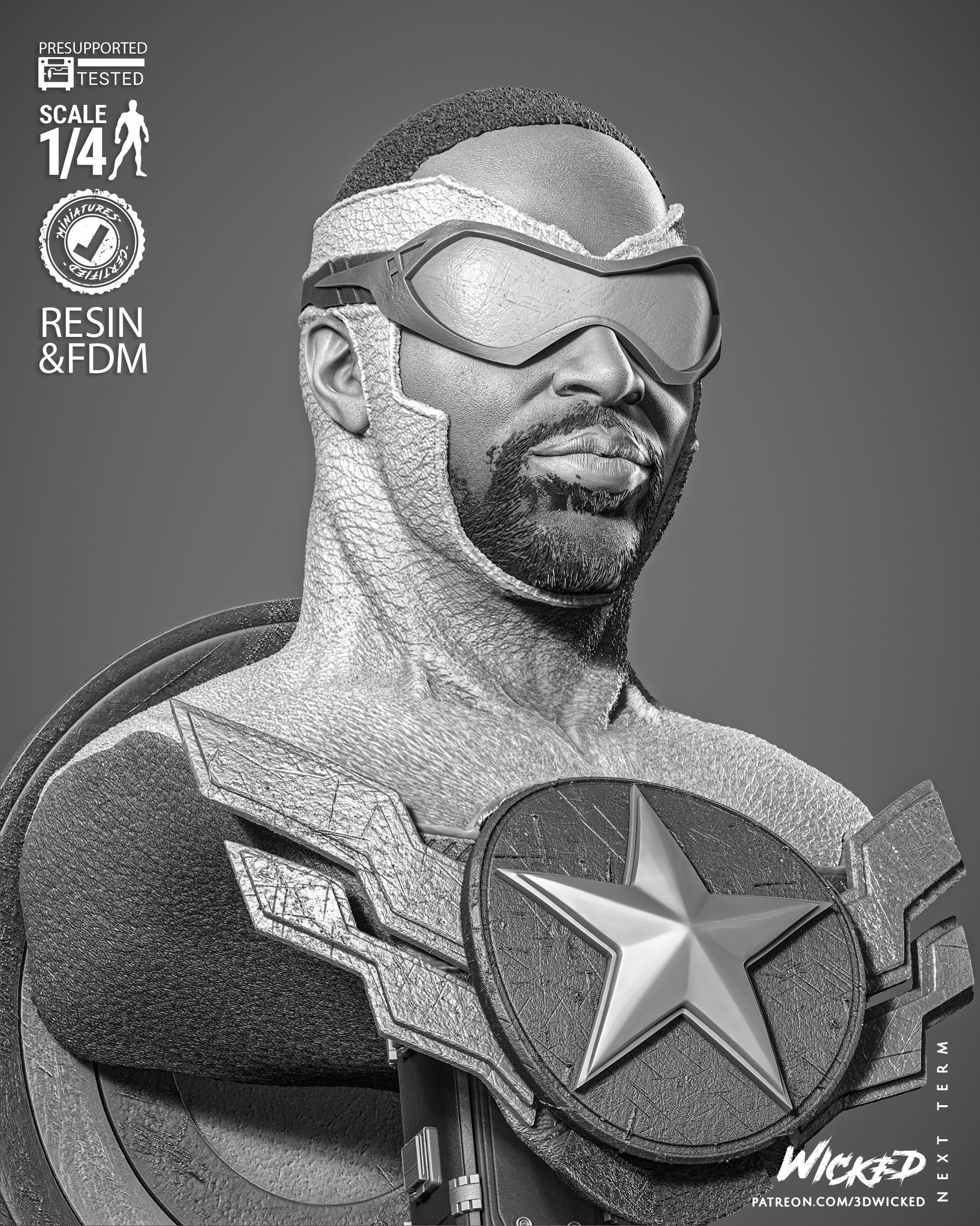 Wicked Marvel Falcon Portrait Bust  3D print model_23