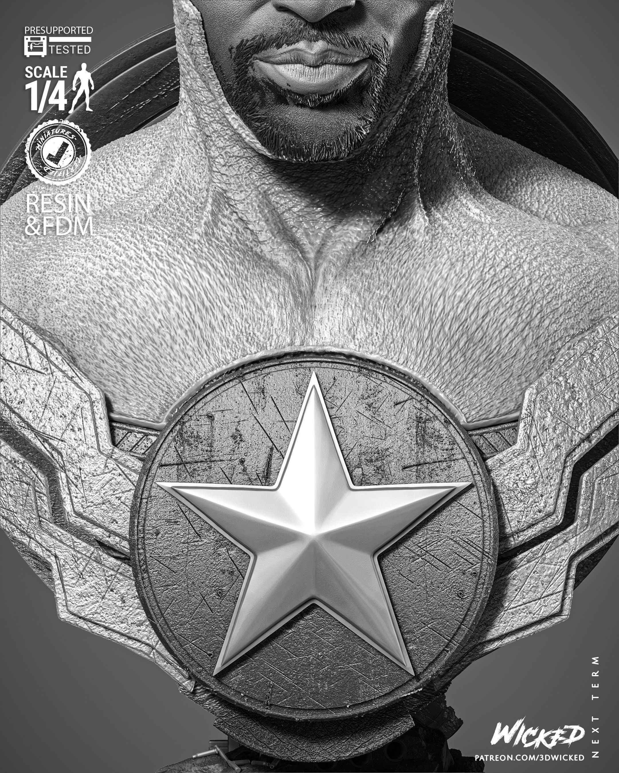 Wicked Marvel Falcon Portrait Bust  3D print model_29