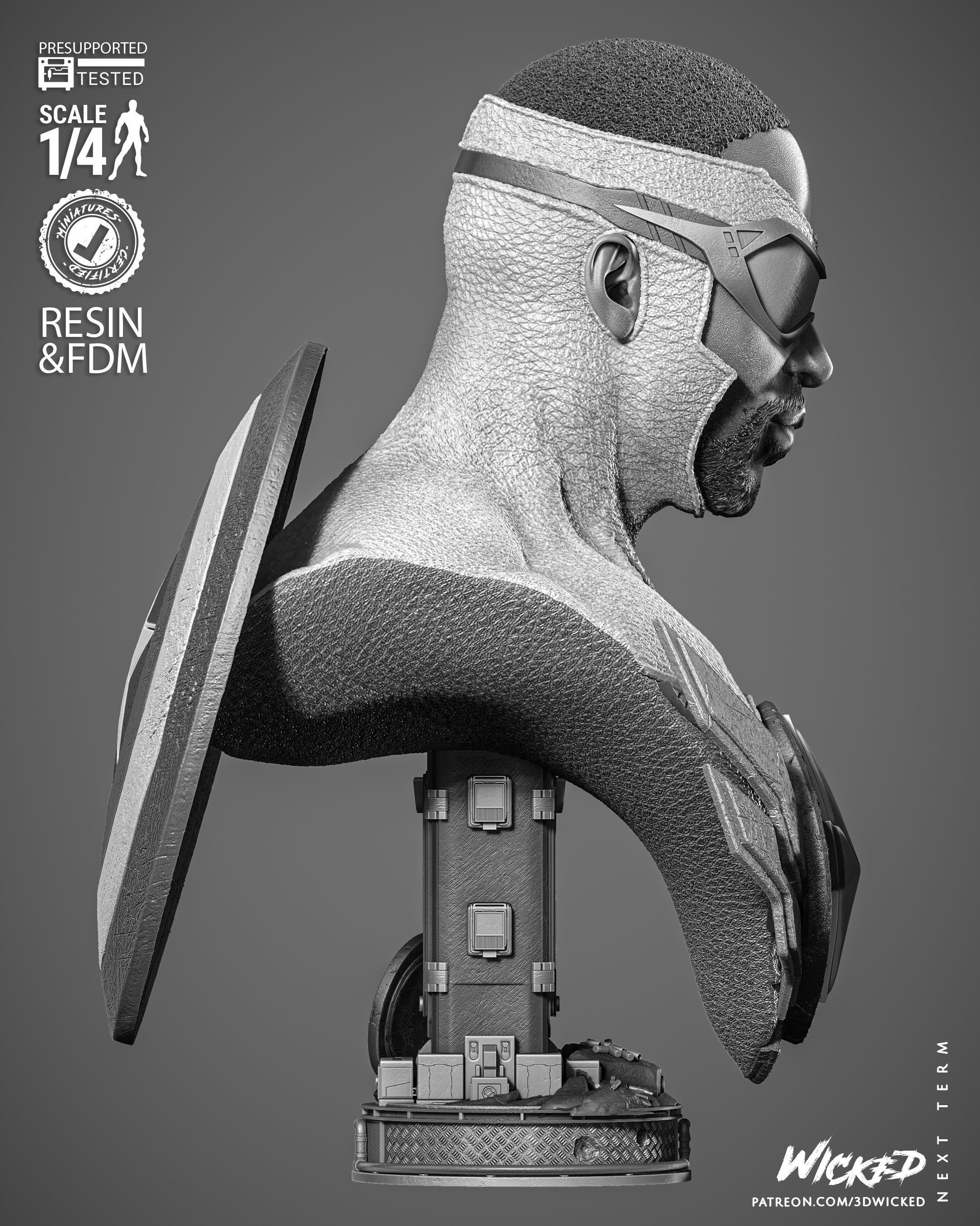 Wicked Marvel Falcon Portrait Bust  3D print model_24