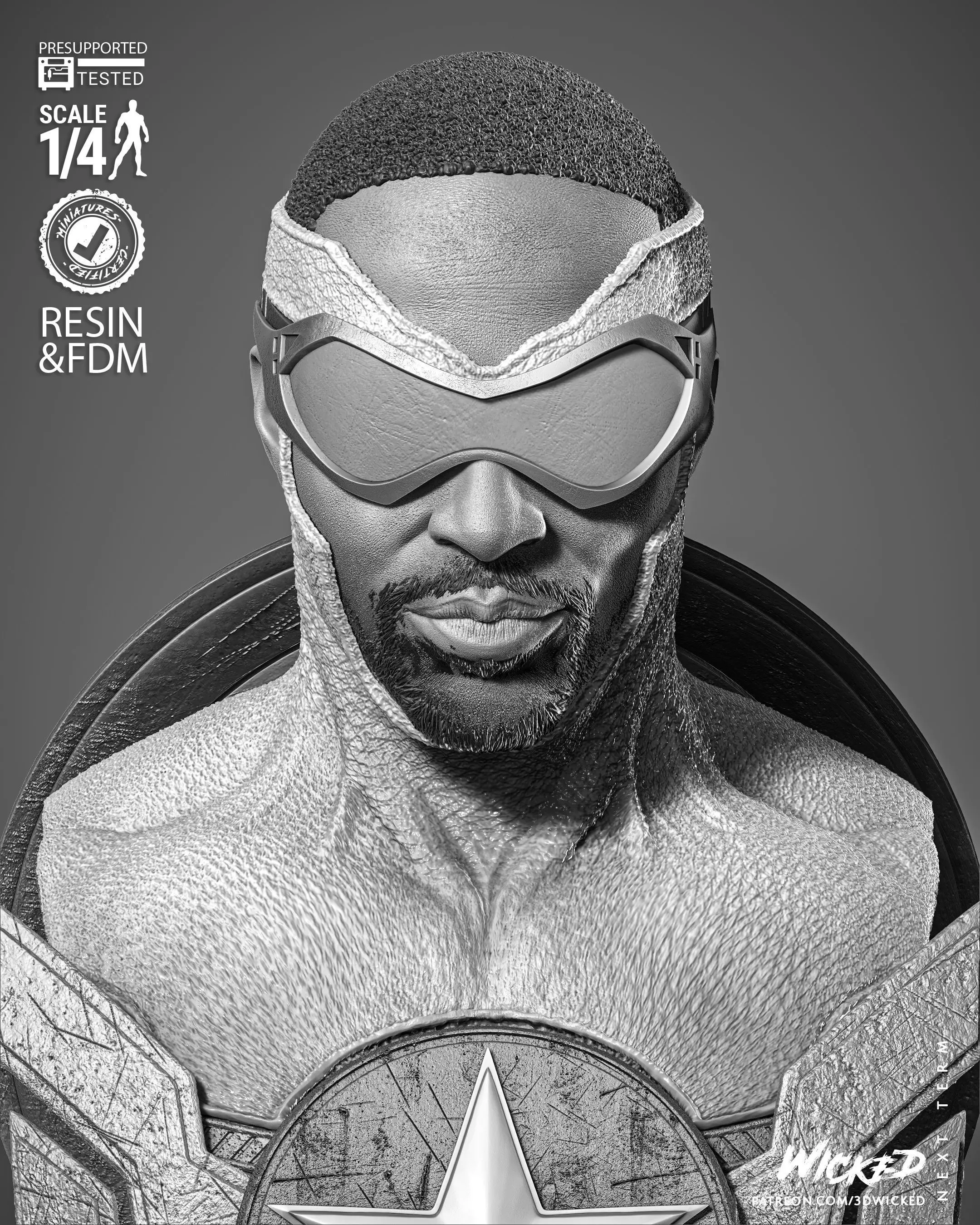 Wicked Marvel Falcon Portrait Bust  3D print model_0