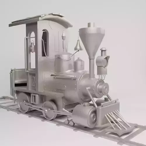 Train  old  Steam with working pistons- Low-poly 3D models 
