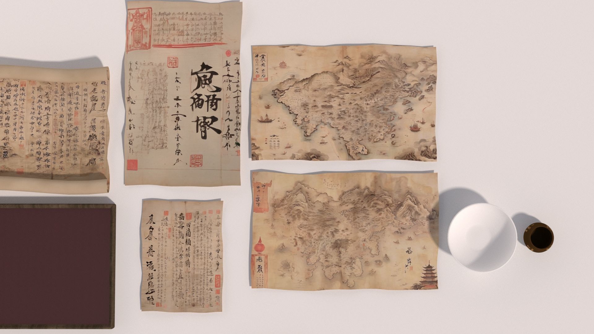 Chinese Museum Ancient Documents and Money 3D model_4