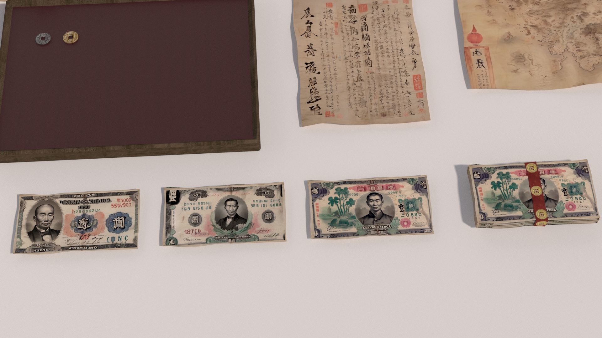 Chinese Museum Ancient Documents and Money 3D model_5