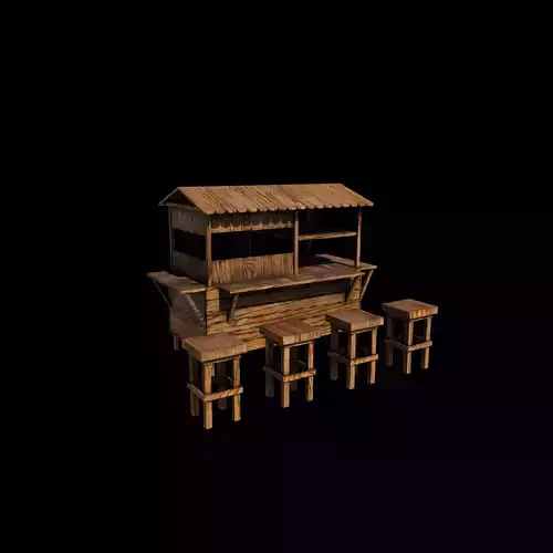 Wooden Cart with Canopy