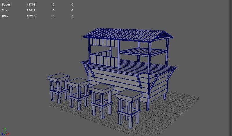 Wooden Cart with Canopy 3D model_10