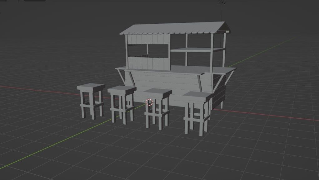 Wooden Cart with Canopy 3D model_9