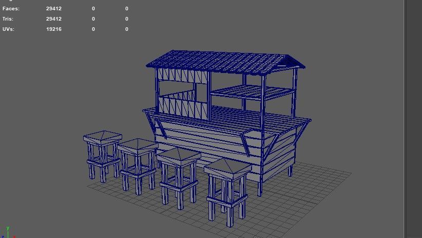 Wooden Cart with Canopy 3D model_11