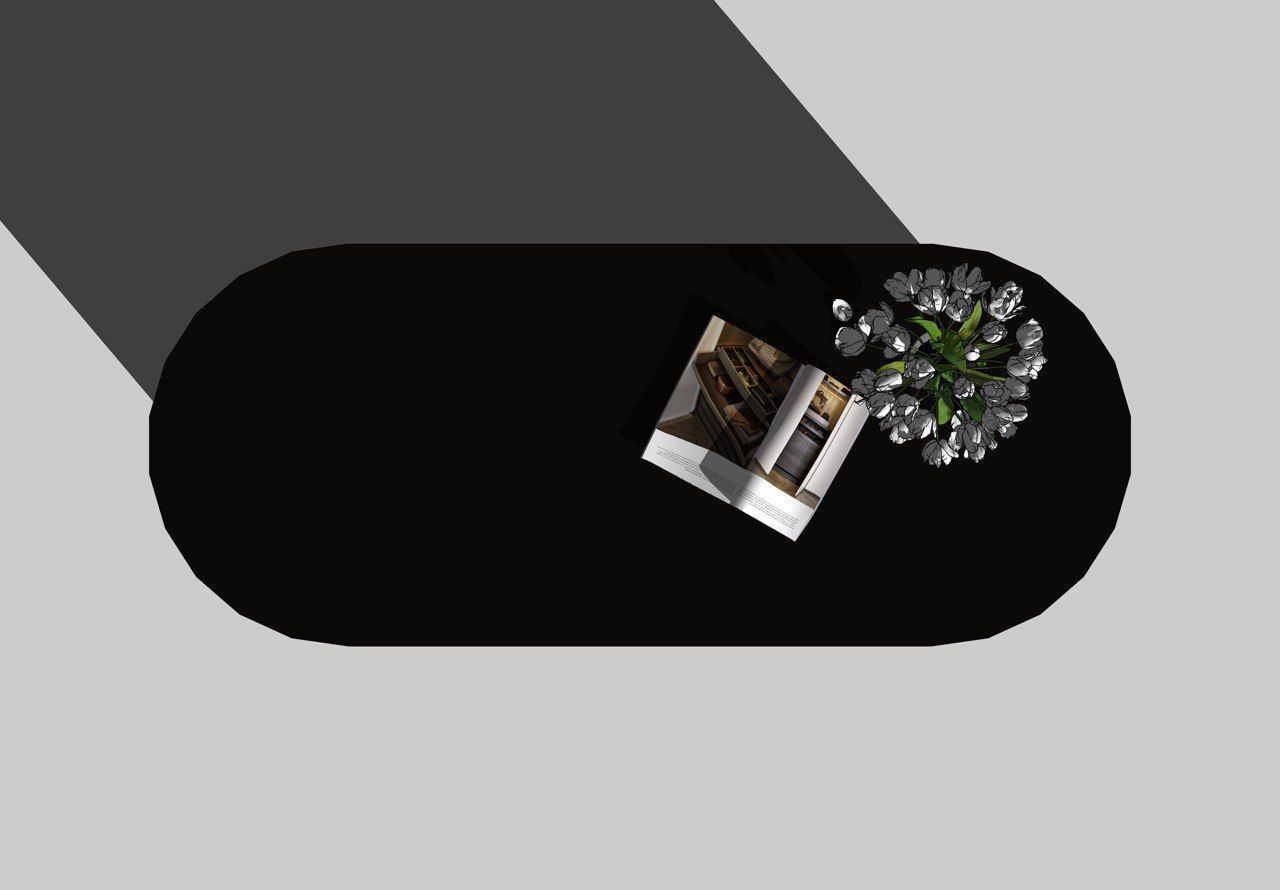 Elegant oval coffee table Low-poly 3D model_2