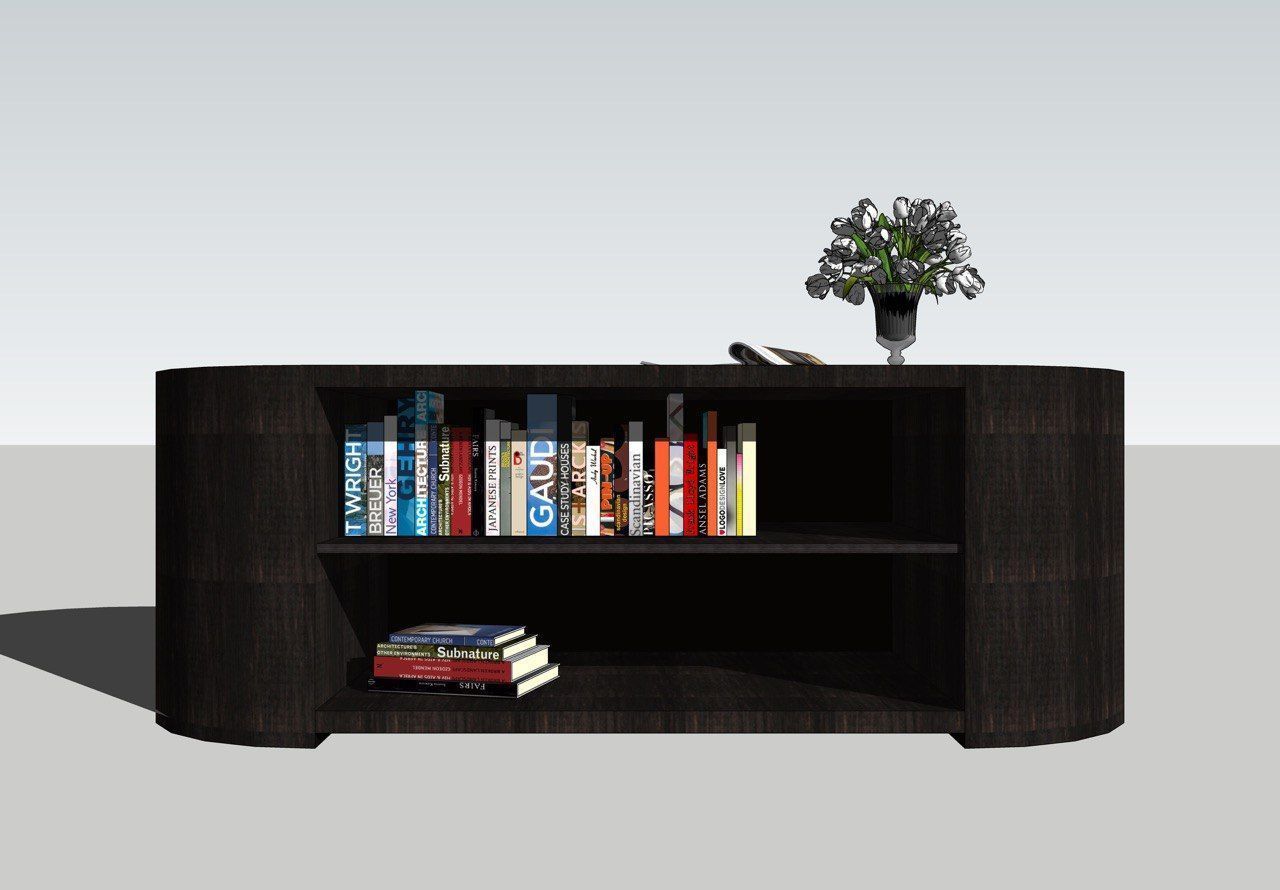 Elegant oval coffee table Low-poly 3D model_1