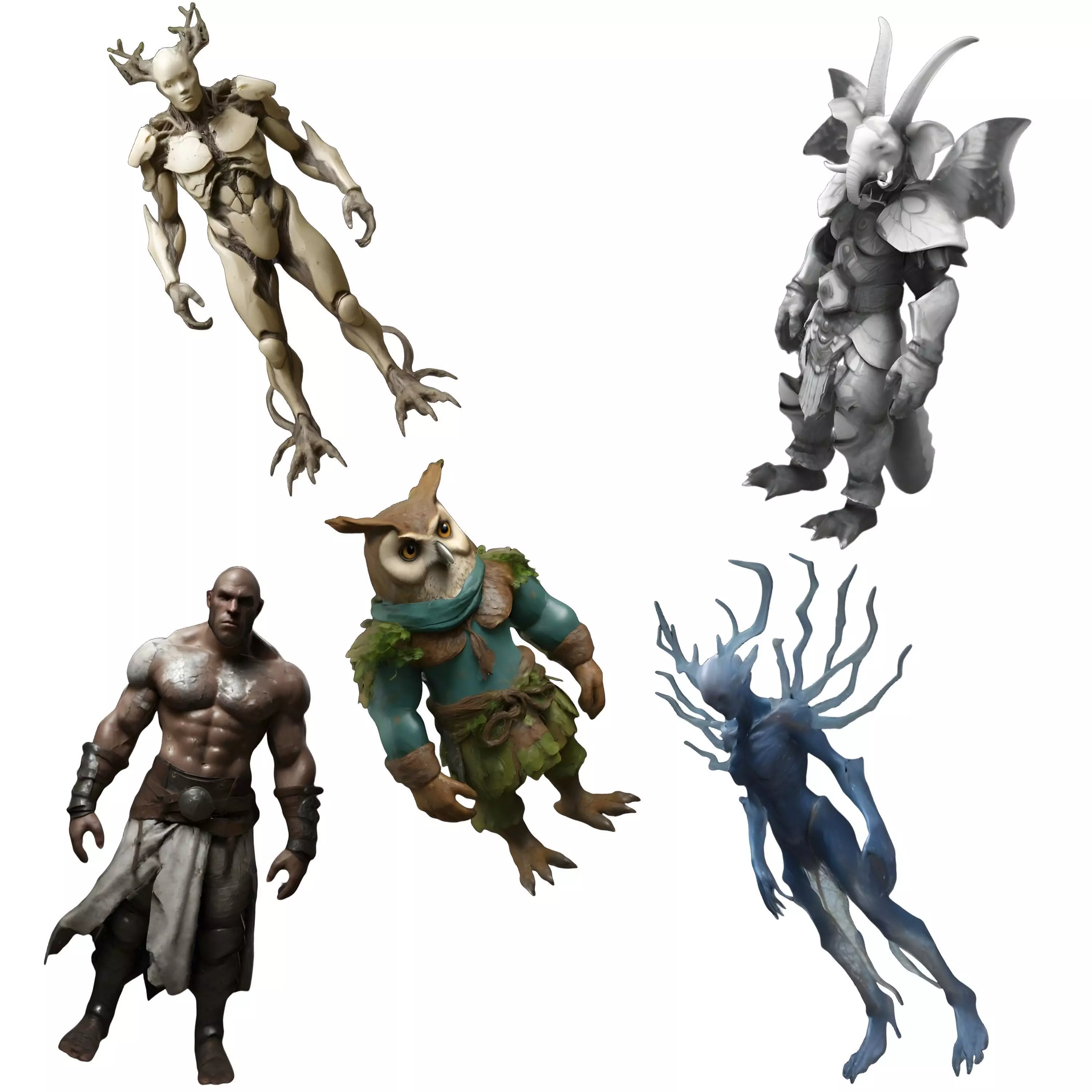 Mystical Character Figurine Set 3D print model_0