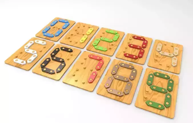 Wooden Numbers - Busy Board Element Detail File for Laser Cut 3D print model