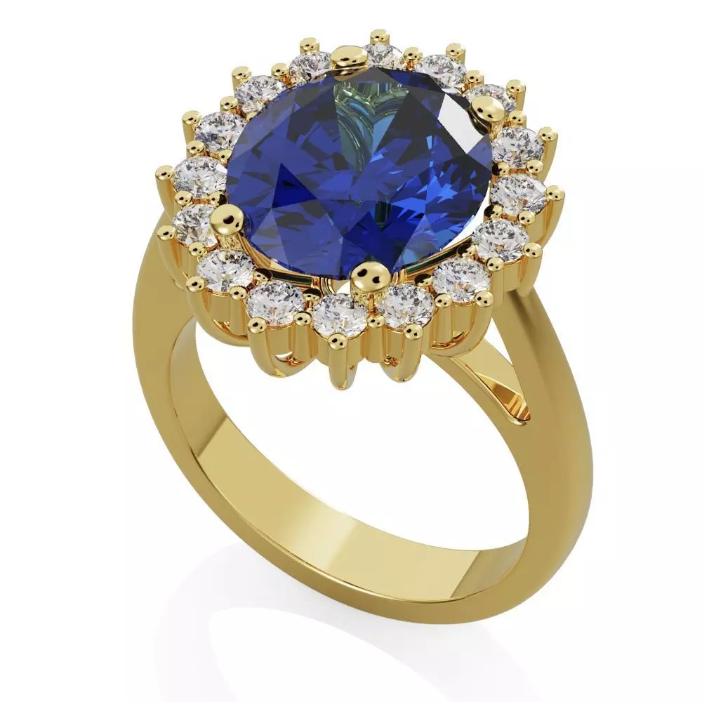 Oval halo engagement ring 3D print model