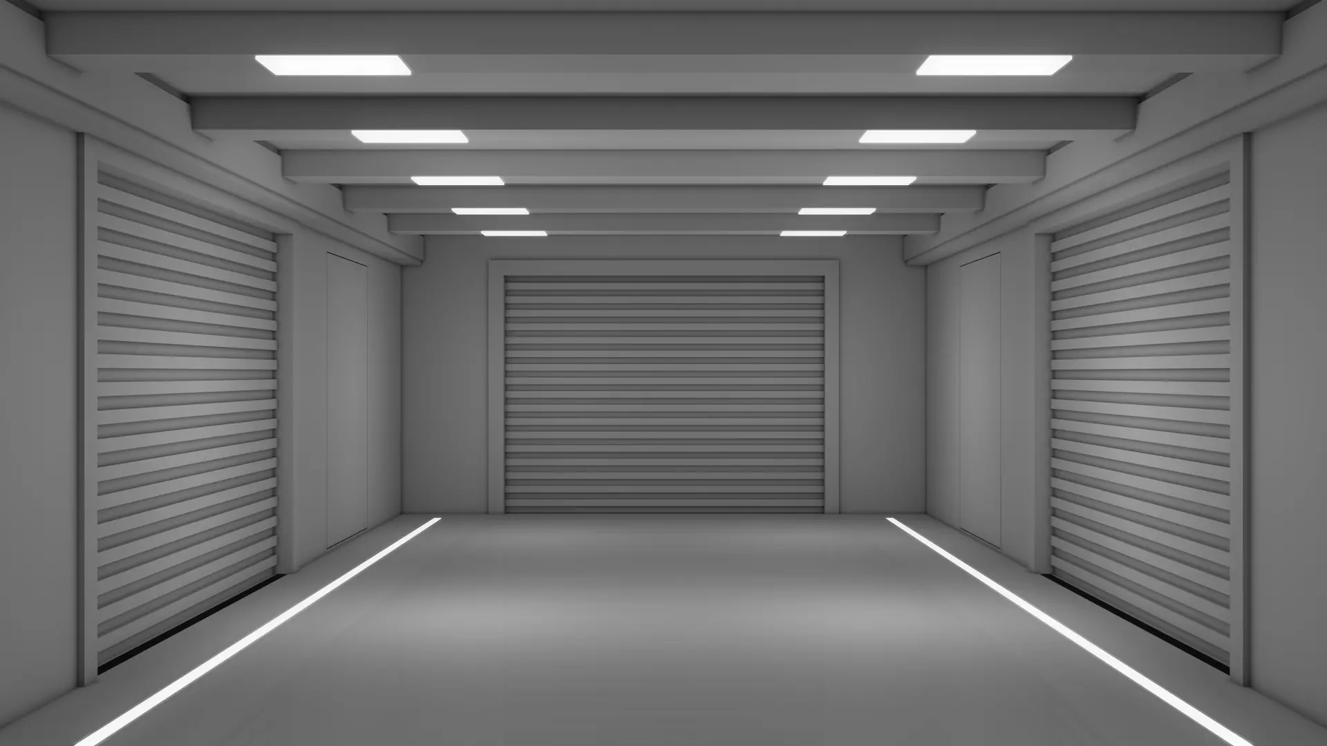 Empty industrial space 3D model_0