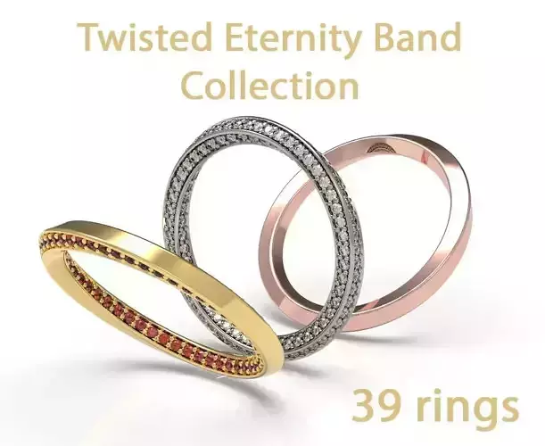 Diamond Twisted Eternity Ring Spiral Pave Band Collection