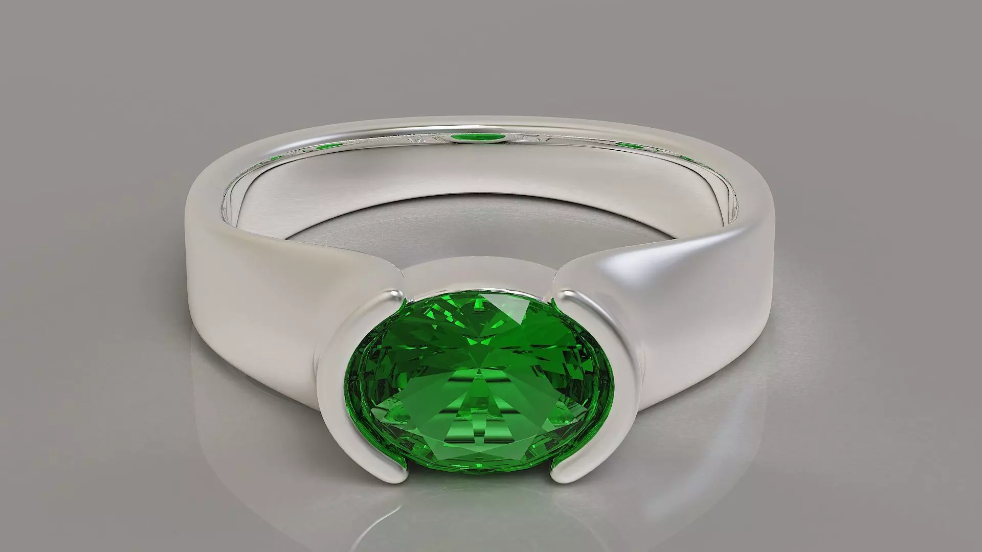 Half bezel set oval shape diamond solitaire ring Free 3D print model